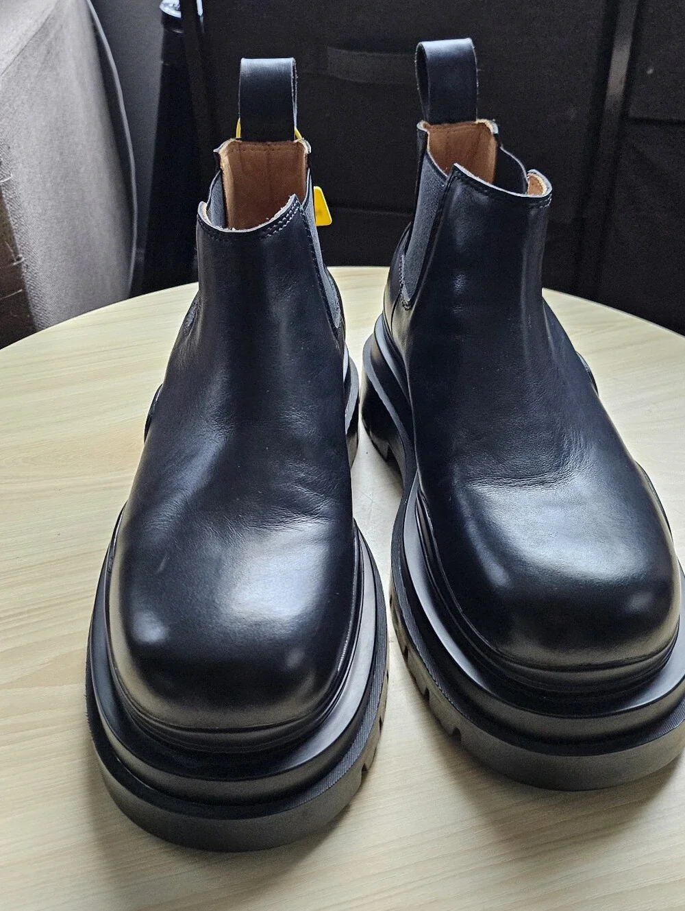 NB&BV Black Chunky Platform Chelsea Boots EU 45 US Men's 12 Pull On Lug Sole